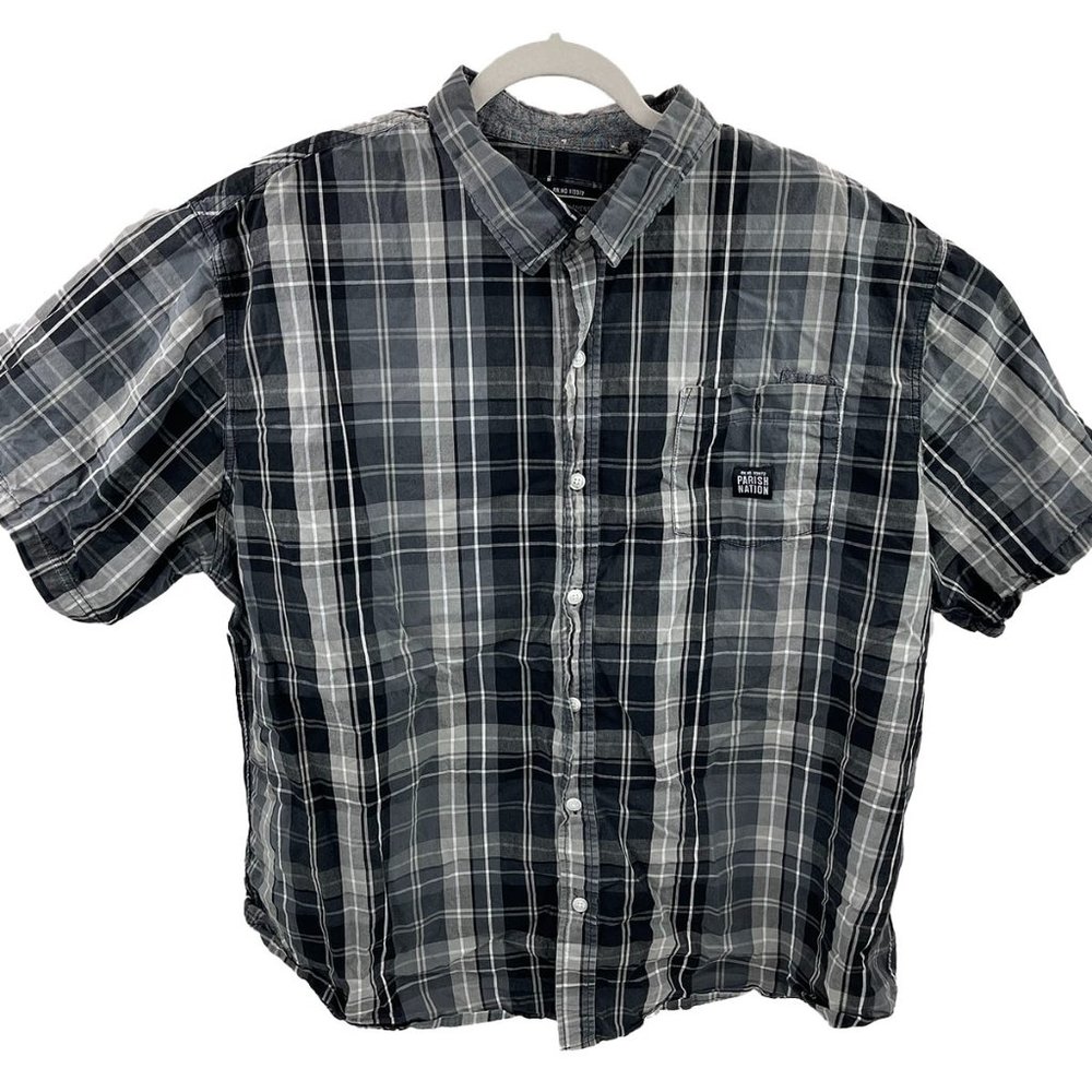 Parish Nation Men's Size 4XL Black White Short Sleeve Button-Down Shirt